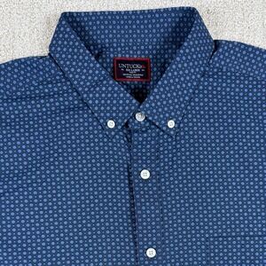UNTUCKit Men's 2XL Blumond Slim Fit Blue Pinwheel AOP Short Sleeve Button Down